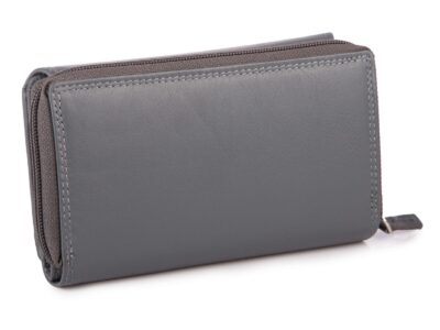 Duży skórzany portfel damski z dużą ilością miejsc na karty szary z ochroną RFID Franko - obrazek 3