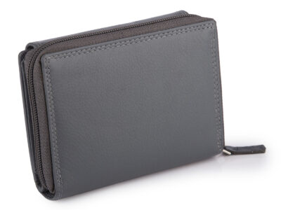 Portfel damski szary z miękkiej skóry naturalnej duży z ochroną RFID Franko - obrazek 2