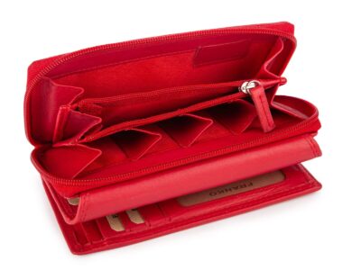 Duży portfel damski z miękkiej skóry naturalnej RFID czerwony Franko - obrazek 9