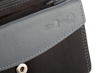 Franko Czarno szary portfel damski z miękkiej skóry naturalnej z RFID - obrazek 5