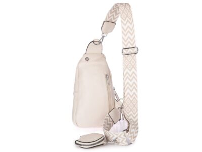 Jasnobeżowy plecak damski na jedno ramię miejski elegancki - obrazek 3