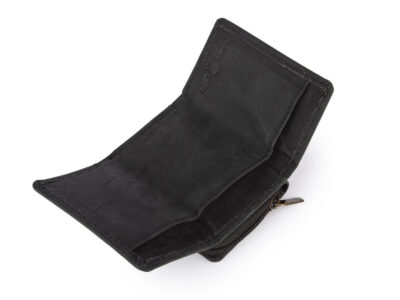 Bardzo mały portfel męski skórzany do kieszeni spodni czarny - obrazek 4