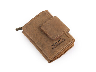 Bardzo mały portfel męski skórzany do kieszeni spodni jasnobrązowy - obrazek 2