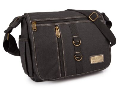 Płócienna szara torba męska na ramię w stylu vintage miejska i pojemna OR&MI