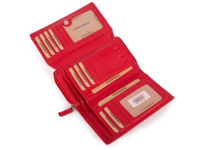 Duży portfel damski z miękkiej skóry naturalnej RFID czerwony Franko - obrazek 3