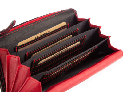 Franko Czarno czerwony portfel damski z miękkiej skóry naturalnej z RFID - obrazek 10