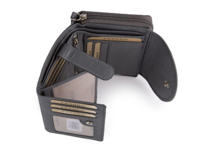 Portfel damski szary z miękkiej skóry naturalnej duży z ochroną RFID Franko - obrazek 8