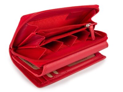 Duży portfel damski z miękkiej skóry naturalnej RFID czerwony Franko - obrazek 10