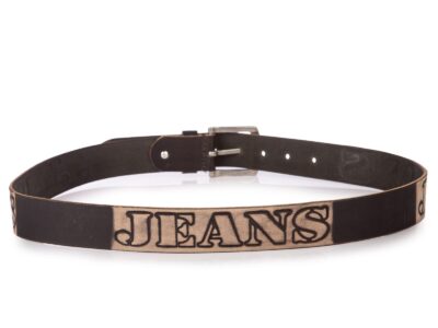 Skórzany pasek męski do spodni jeans w stylu vintage brązowy - obrazek 4