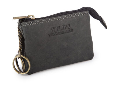 Etui na klucze 2-komorwe skórzane czarne WILD