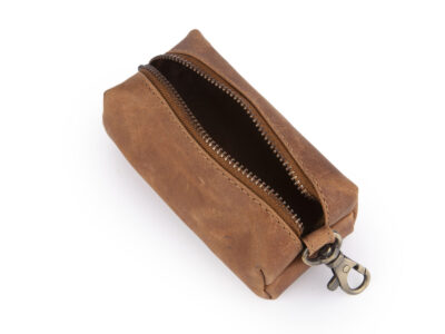 Pojemne etui saszetka na klucze ze skóry naturalnej jasnobrązowe - obrazek 5