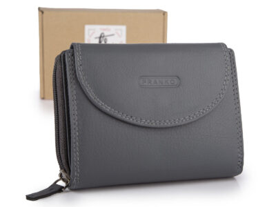 Portfel damski szary z miękkiej skóry naturalnej duży z ochroną RFID Franko - obrazek 1