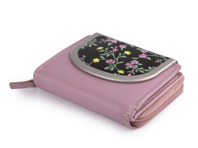 Pojemny różowy portfel damski z miękkiej skóry naturalnej z kwiatami Franko - obrazek 3