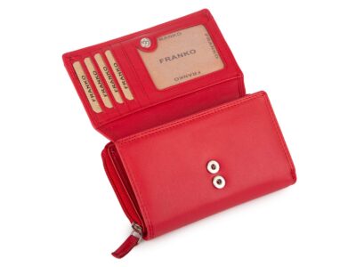 Duży portfel damski z miękkiej skóry naturalnej RFID czerwony Franko - obrazek 4