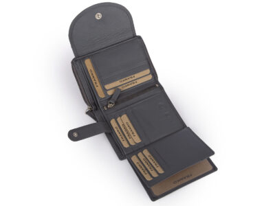 Portfel damski szary z miękkiej skóry naturalnej duży z ochroną RFID Franko - obrazek 6