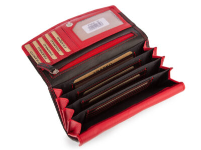 Franko Czarno czerwony portfel damski z miękkiej skóry naturalnej z RFID - obrazek 8