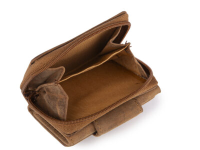 Bardzo mały portfel męski skórzany do kieszeni spodni jasnobrązowy - obrazek 6