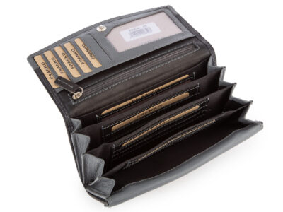 Franko Czarno szary portfel damski z miękkiej skóry naturalnej z RFID - obrazek 7