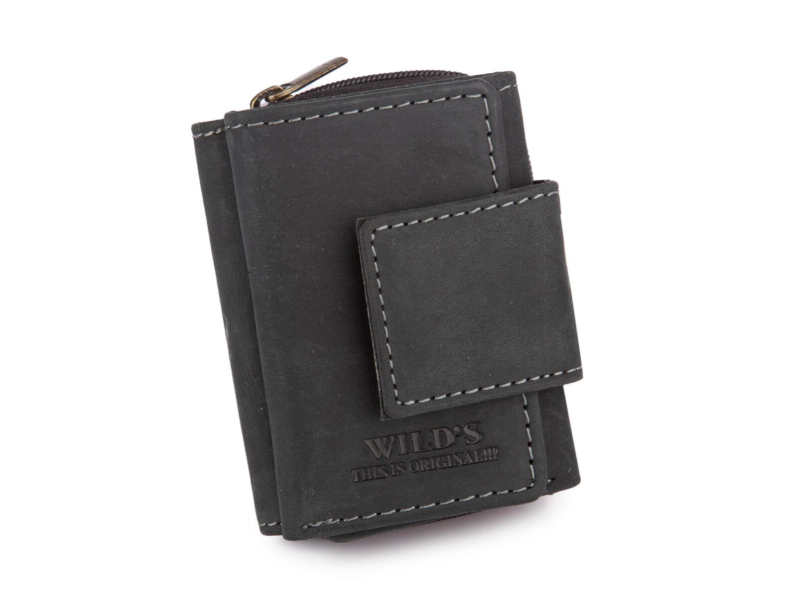 Bardzo mały portfel męski skórzany do kieszeni spodni czarny