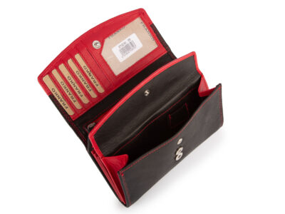 Franko Czarno czerwony portfel damski z miękkiej skóry naturalnej z RFID - obrazek 7