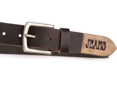 Skórzany pasek męski do spodni jeans w stylu vintage brązowy - obrazek 3