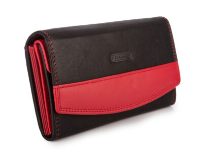 Franko Czarno czerwony portfel damski z miękkiej skóry naturalnej z RFID - obrazek 3