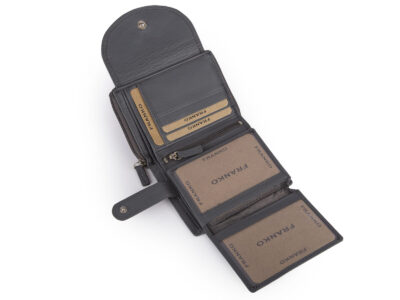 Portfel damski szary z miękkiej skóry naturalnej duży z ochroną RFID Franko - obrazek 5