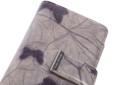 Duży portfel damski Jennifer Jones w kolorze srebrnym z motywem motylków lakierowany RFID - obrazek 8