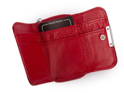 Mała portmonetka damska lakierowana czerwona z motylkami Jennifer Jones - obrazek 5