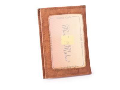 Etui na dokumenty skórzane w kolorze jasnobrązowym marki Money Maker - obrazek 2