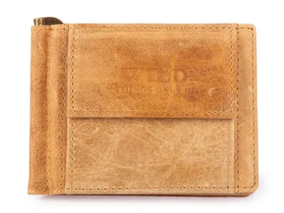 Banknotówka męska skórzana w kolorze jasnobeżowym (piaskowym) z miejscem na karty RFID - obrazek 1