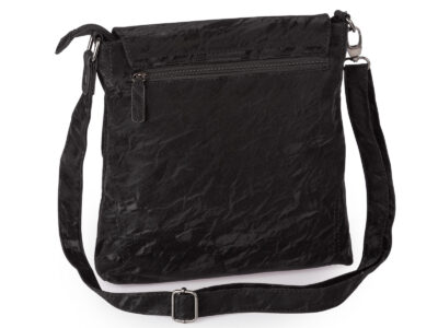 Czarna listonoszka damska z gniecionej aksamitnej skóry ekologicznej Bag Street - obrazek 3