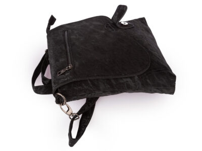 Czarna listonoszka damska z gniecionej aksamitnej skóry ekologicznej Bag Street - obrazek 6