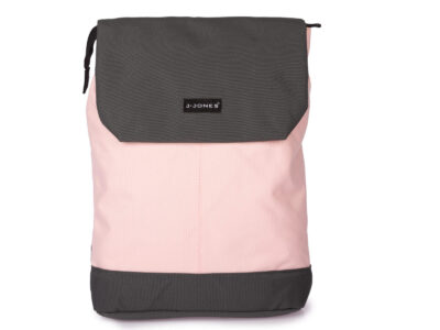 Plecak miejski lekki z kieszenią na laptopa J Jones w pastelowym różu z klapką