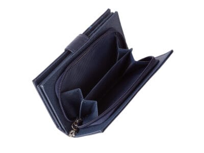 Pionowy granatowy portfel damski z miękkiej ekologicznej skóry duży Jennifer Jones - obrazek 4