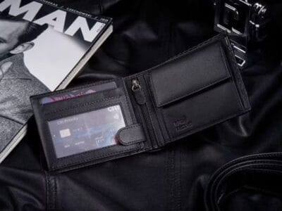 Portfel męski poziomy skórzany Zagatto z wzorem Carbon RFID - obrazek 4