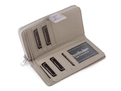 Duży portfel damski Jennifer Jones w kolorze srebrnym z motywem motylków lakierowany RFID - obrazek 5