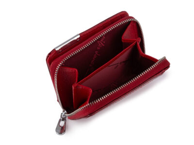 Mały portfel damski w motylki - czerwony, skórzany, lakierowany Jennifer Jones - obrazek 5