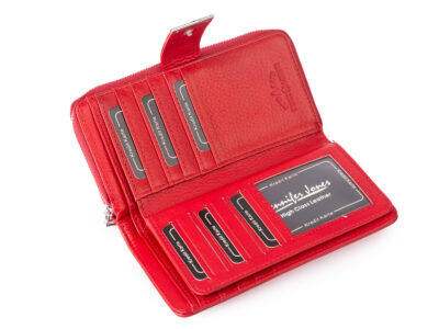 Portfel damski czerwony z miękkiej skóry naturalnej duży Jennifer Jones z RFID - obrazek 5