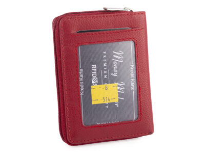 Mały czerwony portfel damski z miękkiej skóry naturalnej z ochroną RFID Money Maker - obrazek 2
