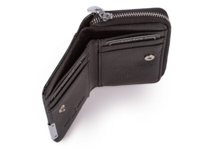 Mały portfel damski w motylki - czarny, skórzany, lakierowany Jennifer Jones - obrazek 4