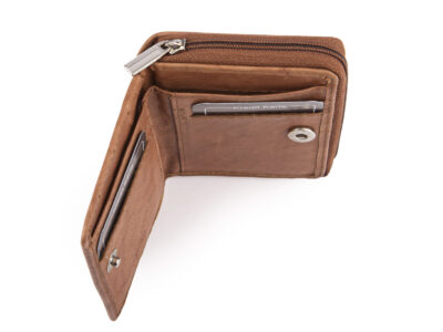 Mały beżowy portfel damski z miękkiej skóry naturalnej z ochroną RFID Money Maker - obrazek 4