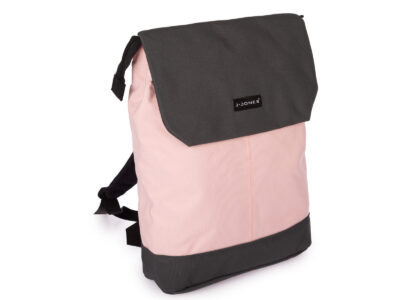 Plecak miejski lekki z kieszenią na laptopa J Jones w pastelowym różu z klapką - obrazek 2