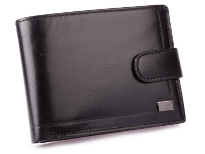 Elegancki czarny portfel męski skórzany Zagatto z zabezpieczeniem RFID - obrazek 1