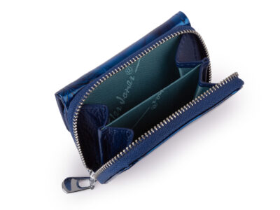 Mała portmonetka damska lakierowana niebieska z motylkami Jennifer Jones - obrazek 3