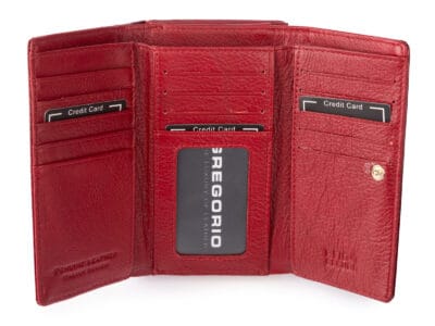 Elegancki portfel damski Gregorio w wiśniowym odcieniu z blokadą RFID - obrazek 4