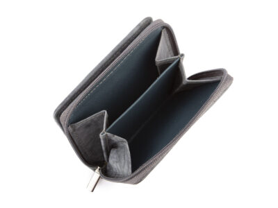 Mały szary portfel damski z miękkiej skóry naturalnej z ochroną RFID Money Maker - obrazek 6