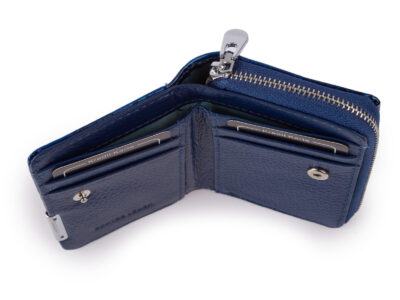 Mały portfel damski w motylki - niebieski, skórzany, lakierowany Jennifer Jones - obrazek 4