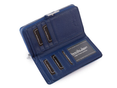 Duży portfel damski Jennifer Jones w kolorze niebieskim z motywem motylków lakierowany RFID - obrazek 5