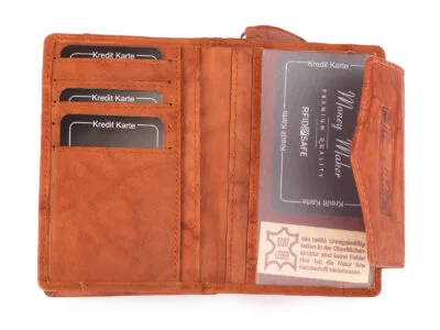 Portfel damski Money Maker z miękkiej skóry naturalnej RFID Koniakowy Brąz - obrazek 5